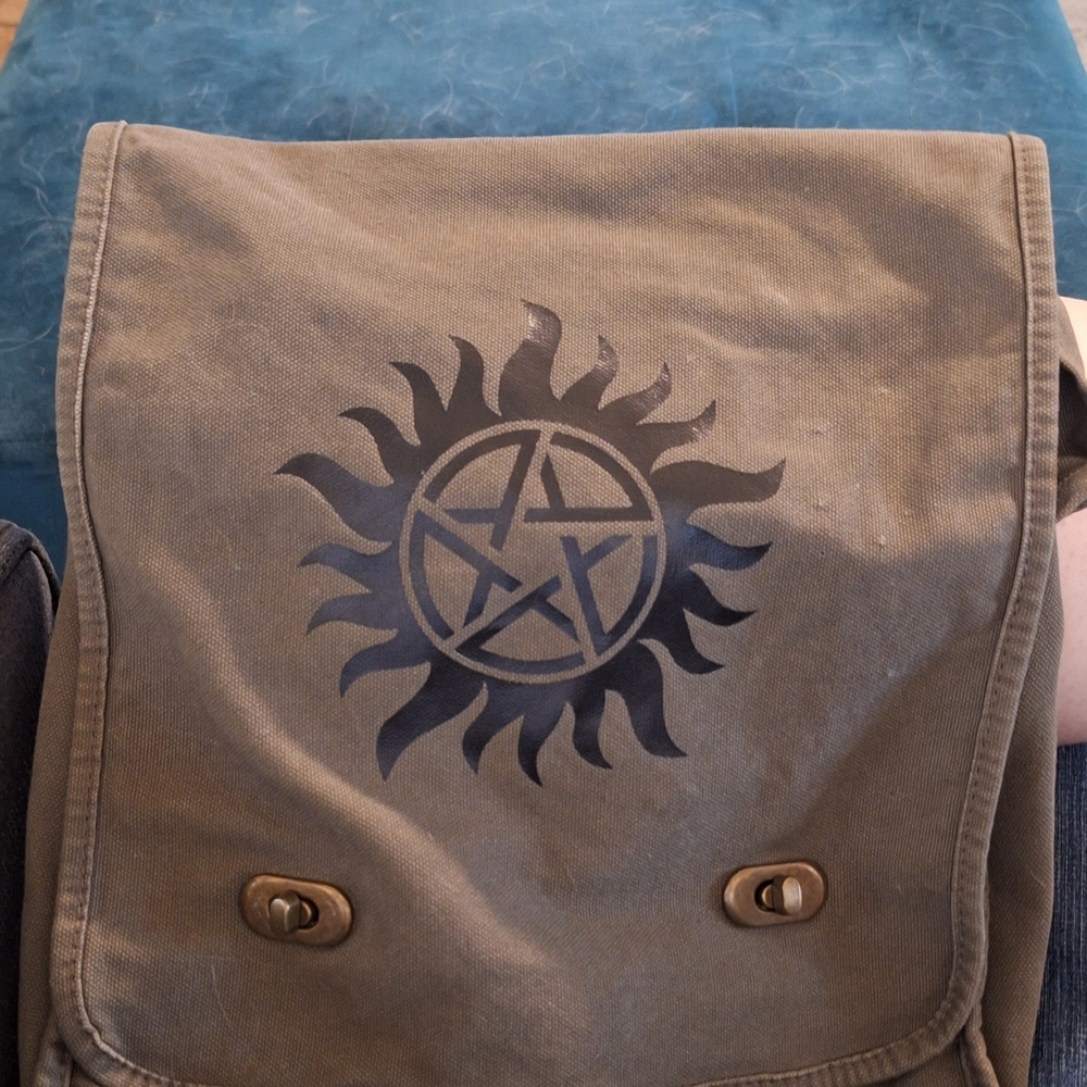 Sun Emblem Canvas Crossbody Bag